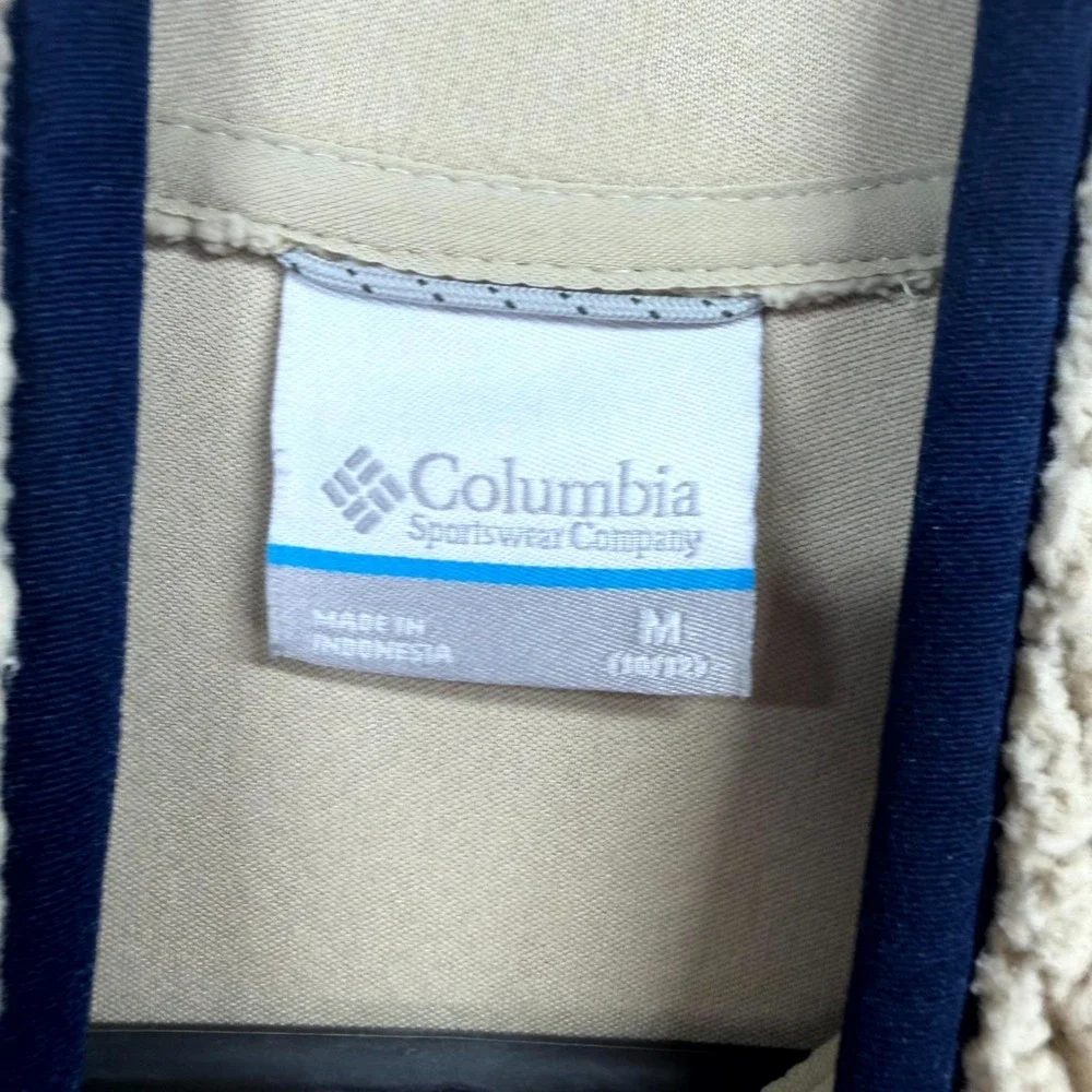 Columbia Shearling Fleece Jacket Youth Girls M Beige Sherpa Classic Full Zip‎
